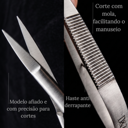 Tesoura para Sobrancelhas e Precisão com Mola Inox D&Z Corte Reto 8665