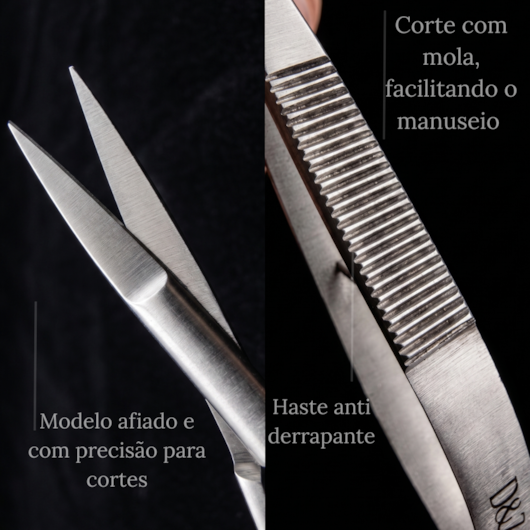 Tesoura para Sobrancelhas e Precisão com Mola Inox D&Z Corte Reto 8665 para unhas