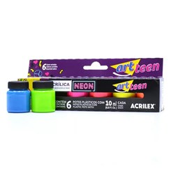 Tinta Acrílica Fosca 6 Cores Neon Acrilex