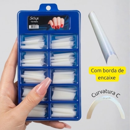 Tips Curvatura C Sioux Cor Natura Bailarina Extra Longa 100un