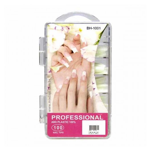 Tips Natural Quadrada Côncava 100un para unhas