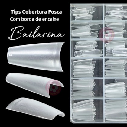 Tips transparente fosca com borda de encaixe 120un