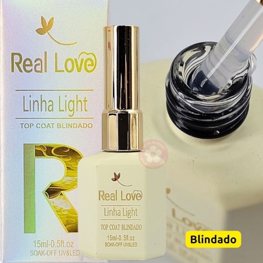 Top coat Blindado Real Love 15ml sem Hema e TPO para unhas