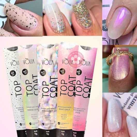 Top coat com glitter Volia Linha Efeitos 9g para unhas