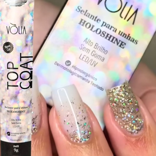 Top coat com glitter Volia Linha Efeitos 9g para unhas