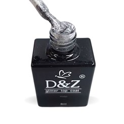 Top coat D&Z com glitter prateado silver 8g