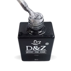 Top coat D&Z com glitter prateado silver 8g Top coat D&Z com glitter prateado silver 8g