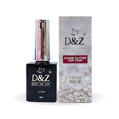 Top coat D&Z com glitter prateado silver 8g