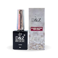 Top coat D&Z com glitter prateado silver 8g Top coat D&Z com glitter prateado silver 8g