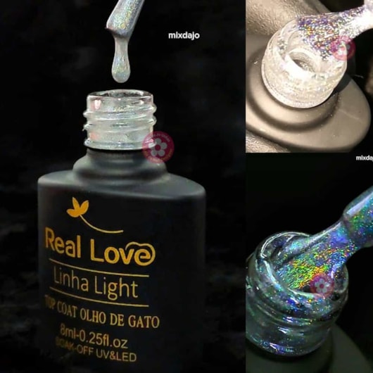 Top Coat Magnético Olho de Gato Refletivo  Furta cor Real Love 8ml Cat Eye para unhas