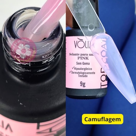 Top Coat Pink Volia 9g para unhas