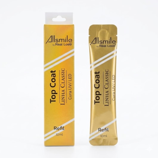 Top coat Real Love AllSmile Sachê Refil 10ml para unhas