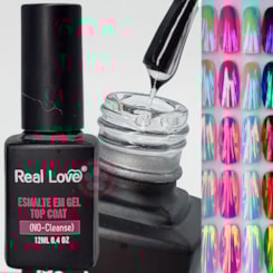 Top Coat Ultra Brilho perfeito para pó cromado Real Love 12ml Top Coat Ultra Brilho perfeito para pó cromado Real Love 12ml