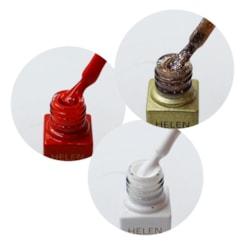 Trio de Esmaltes Helen Color 10 Vermelho, Branco e Gold Trio de Esmaltes Helen Color 10 Vermelho, Branco e Gold