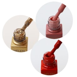 Trio de Esmaltes Helen Color Gold, Vermelho e Nude Trio de Esmaltes Helen Color Gold, Vermelho e Nude