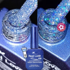 Ultra Refletivo Esmalte em gel  Azul Holográfico 10ml Real Love 09 Ultra Refletivo Esmalte em gel  Azul Holográfico 10ml Real Love 09