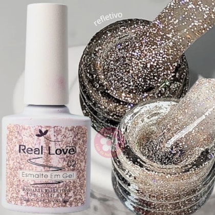 Ultra Refletivo Esmalte em gel champagne holográfico 10ml Real Love