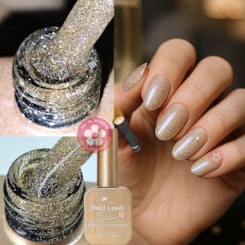 Ultra Refletivo Esmalte em gel Dourado holográfico 10ml Real Love 12