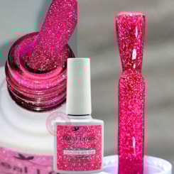 Ultra Refletivo Esmalte em gel Pink holográfico 10ml Real Love 14