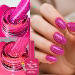 Ultra Refletivo Esmalte em gel Pink holográfico 10ml Real Love 14
