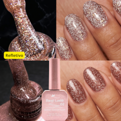 Ultra Refletivo Esmalte em gel Rosé Cristal 10ml Real Love 02