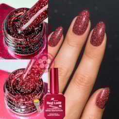 Ultra Refletivo Esmalte em gel Vermelho holográfico 10ml Real Love 16
