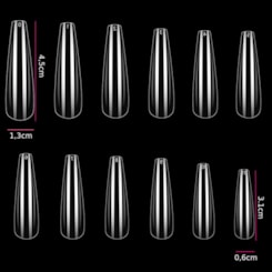 Unhas Postiças Ballerina Extra Longa Transparente 600 UN