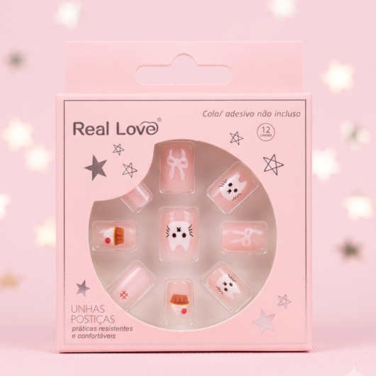 Unhas Postiças Decoradas Infantis Real Love para unhas